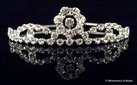 "Poppy" Tiara - Silver/Crystal 25mm high
